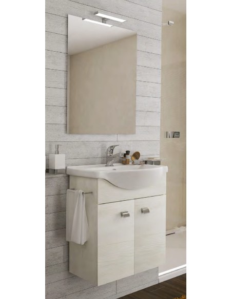 Composizione bagno completa con mobile,specchio,lavabo,led,porta asciugamani