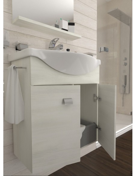 Composizione bagno completa con mobile,specchio,lavabo,led,porta asciugamani