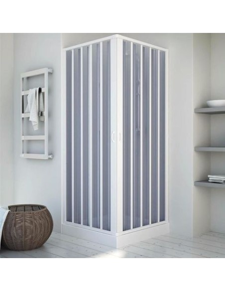 Box doccia 2 lati in resina con apertura centrale 80-60 x 80-60