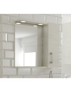 Specchio 1 anta contenitore con led rovere bianco