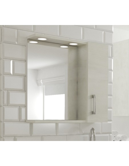 Specchio 1 anta contenitore con led rovere bianco