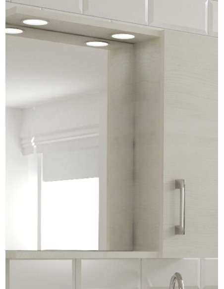 Specchio 1 anta contenitore con led rovere bianco