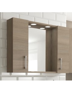 Specchio con 2 ante e 2 led Rovere fumo