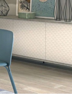 Credenza 3 ante con effetto 3D Cemento/Bianco 2