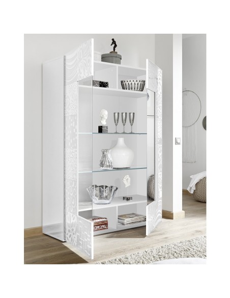 Vetrina 2 ante serigrafata bianco laccato