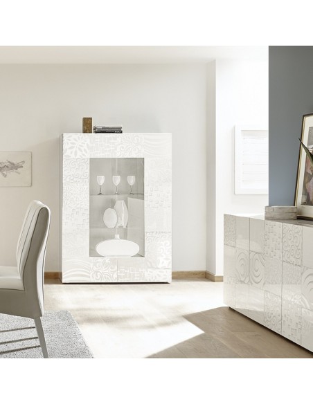 Vetrina 2 ante serigrafata bianco laccato