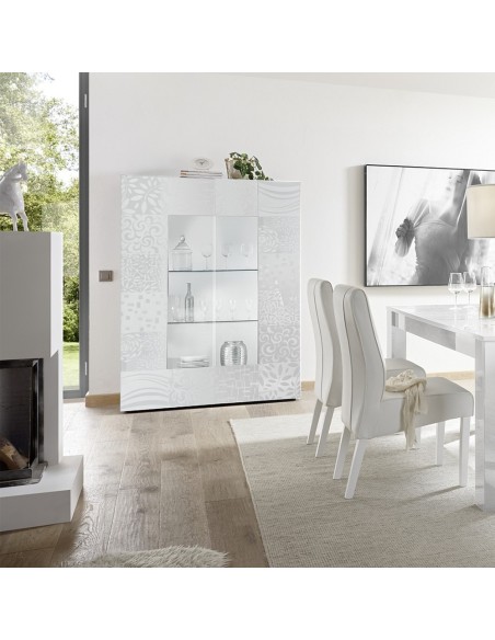 Vetrina 2 ante serigrafata bianco laccato