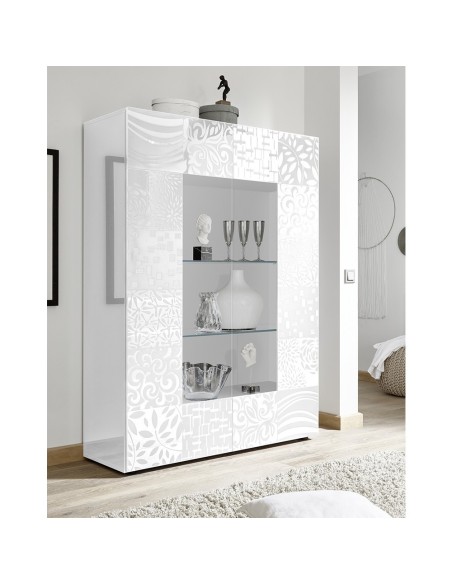 Vetrina 2 ante serigrafata bianco laccato