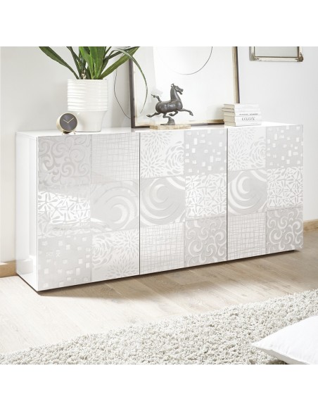 Credenza madia 3 ante serigrafata bianco laccato