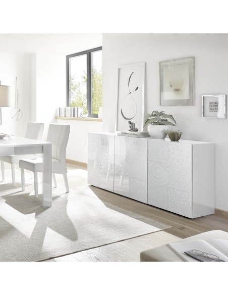 Credenza madia 3 ante serigrafata bianco laccato