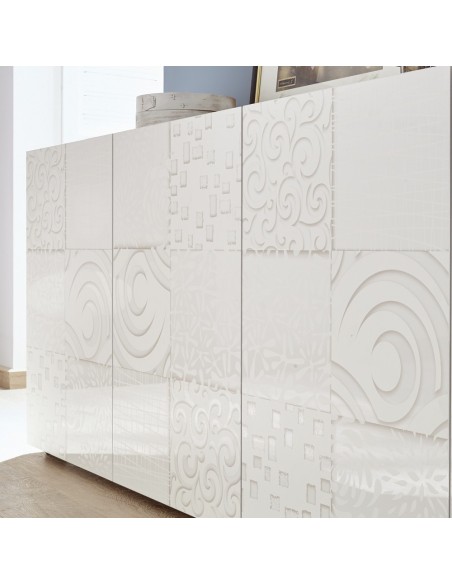 Credenza madia 3 ante serigrafata bianco laccato
