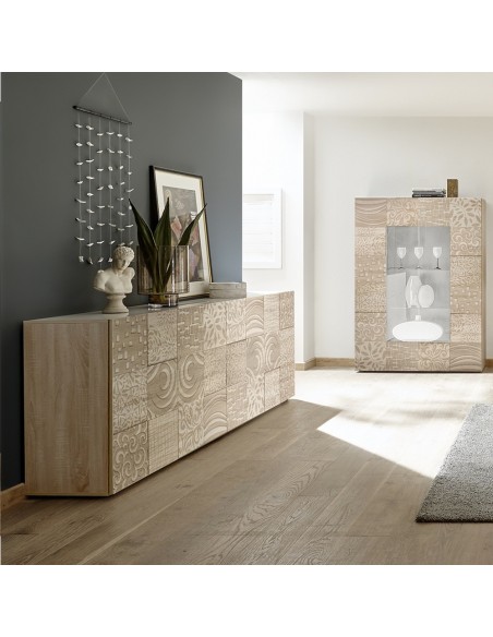 Credenza 4 ante serigrafata rovere
