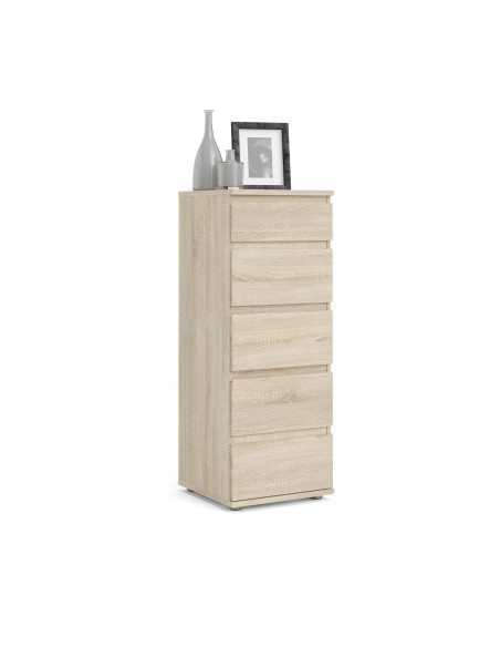 Cassettiera 5 cassetti alta e stretta quercia
