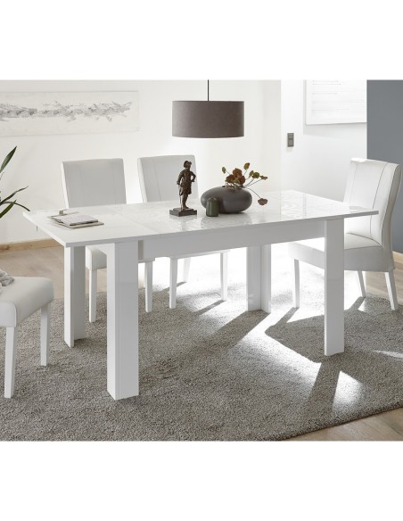 Tavolo serigrafato bianco laccato con prolunga