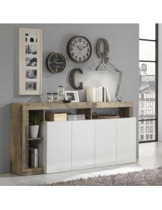 Madia 4 ante  Bianco Laccato / Pero