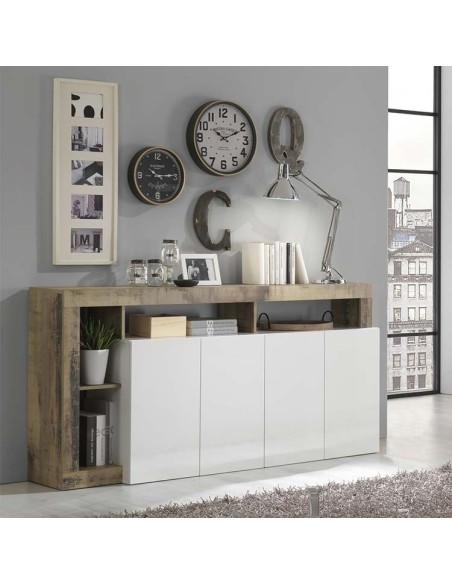 Madia 4 ante  Bianco Laccato / Pero