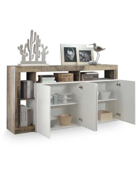 Madia 4 ante  Bianco Laccato / Pero