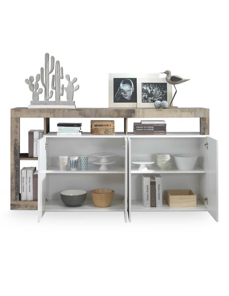 Madia 4 ante  Bianco Laccato / Pero