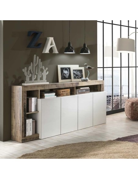 Madia 4 ante  Bianco Laccato / Pero