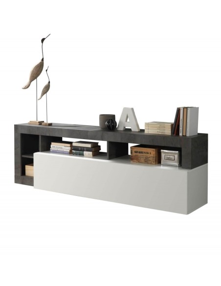 Porta TV 1 ribalta / 3 Vani Bianco Laccato Ossido