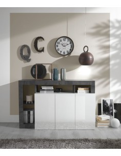 Madia 3 ante con vani a giorno Bianco Laccato / Ossido