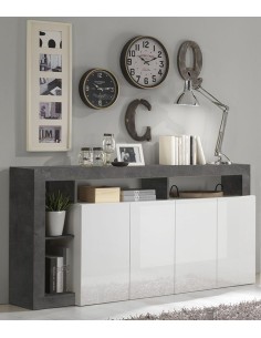 Madia 4 ante con vani Bianco Laccato / Ossido