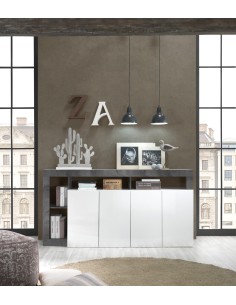 Madia 4 ante con vani Bianco Laccato / Ossido 2