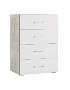 Cassettiera 4 cassetti top con cornice Bianco/Cemento