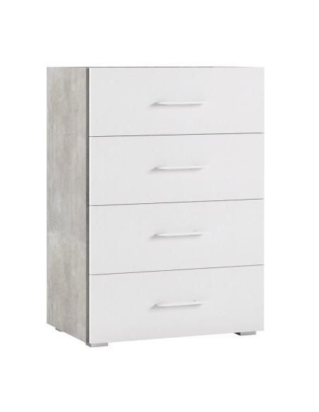 Cassettiera 4 cassetti top con cornice Bianco/Cemento
