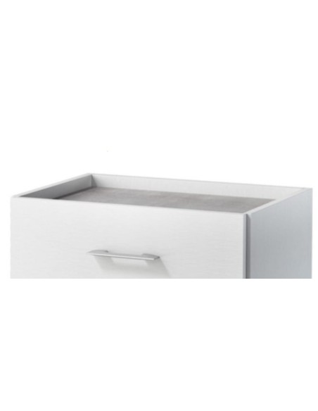 Cassettiera 4 cassetti top con cornice Bianco/Cemento
