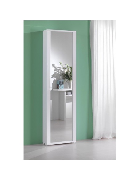 Scarpiera con specchio bianco laccato