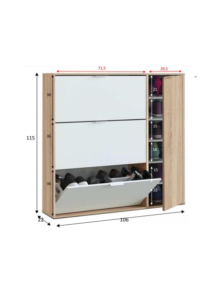 Scarpiera 3 ribalte / 1 anta