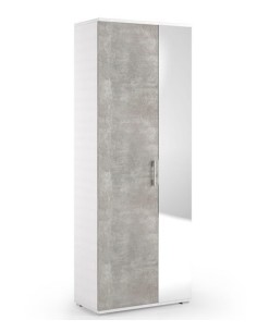 Scarpiera con specchio 2 ante / 1 cassetto Cemento / Bianco