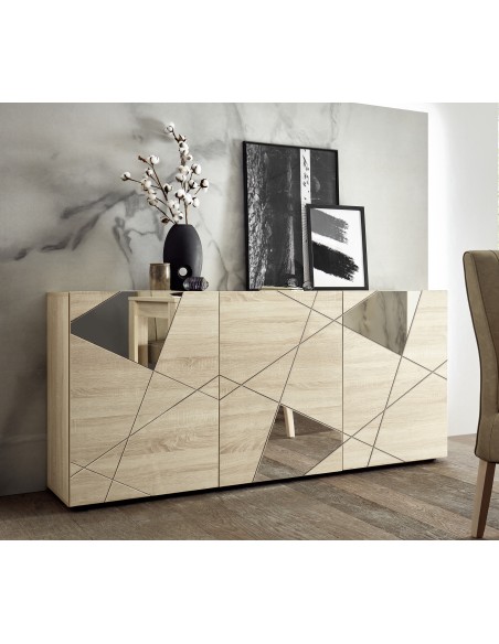 Madia 3 ante serigrafate con specchi Rovere