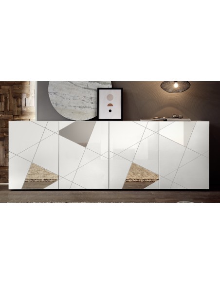 Madia 4 ante con specchi Bianco Laccato
