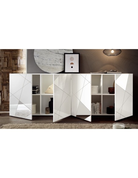 Madia 4 ante con specchi Bianco Laccato