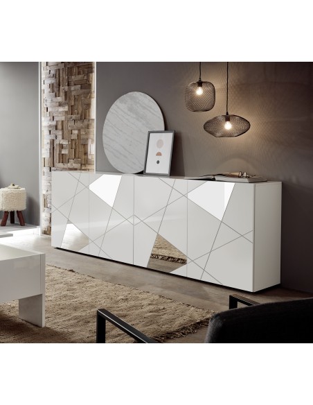 Madia 4 ante con specchi Bianco Laccato