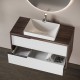 Mobile bagno 2 cassetti lavabo incasso Olmo caffè / Bianco laccato (Specchio escluso)