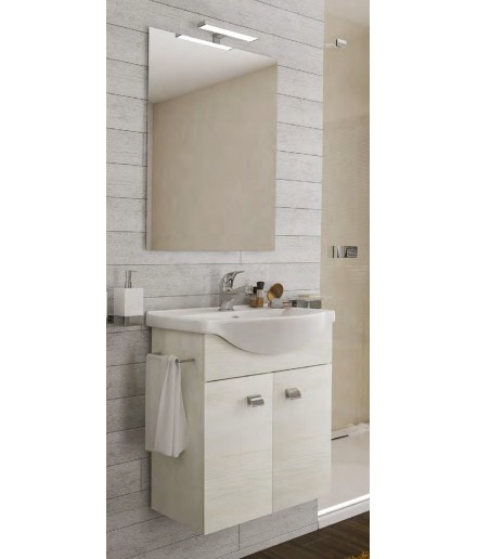 Composizione bagno completa con mobile,specchio,lavabo,led,porta asciugamani